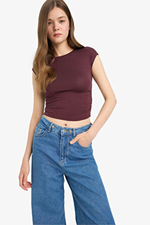 DeFacto Coool Fitted Bisiklet Yaka Basic Düz Modal Kısa Kollu Tişört F5187AX25SMBR171