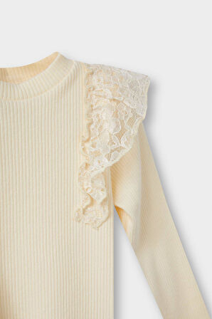 Kız Bebek Regular Fit Fitilli Kaşkorse Uzun Kollu Tişört