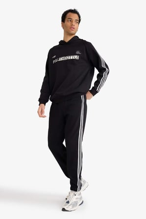DeFacto Boxy Fıt Kapüşonlu Baskılı Sweatshirt F3826AX25WNBK81