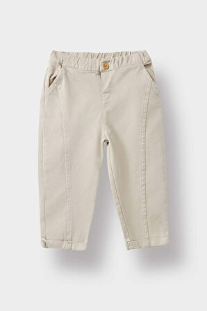 Erkek Bebek Beli Lastikli Düz Paça Gabardin Pantolon