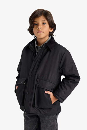 Erkek Çocuk Polo Yaka Çıtçıt Kapamalı Mont