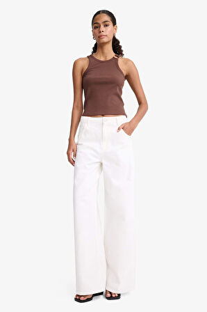 Slim Fit Dar Kesim Bisiklet Yaka Fitilli Kaşkorse Atlet