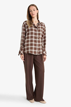 Straight Wide Düz Paça Krep Pantolon