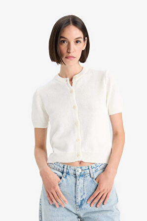 Regular Fit Bisiklet Yaka Triko Hırka