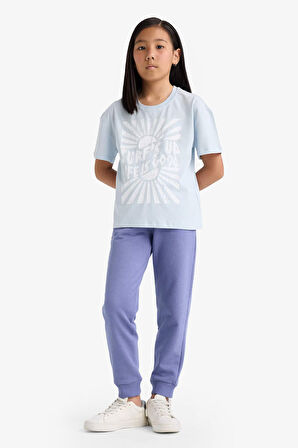 Kız Çocuk Standart Fit Basic Düz Beli Lastikli Jogger Eşofman Altı