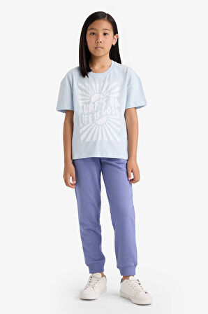 Kız Çocuk Standart Fit Basic Düz Beli Lastikli Jogger Eşofman Altı