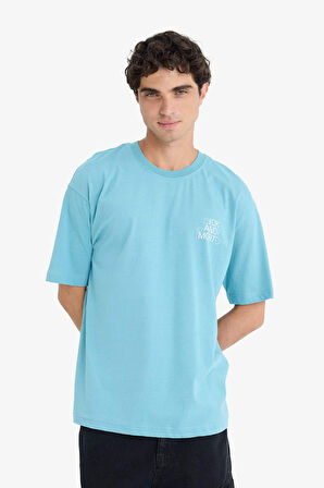 DeFacto %100 Pamuk Rick and Morty Boxy Fit Bisiklet Yaka Sırt Baskılı Kısa Kollu Tişört E9290AX25AUGN203