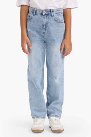 Loose Fit Yırtık Detaylı Düz Paça Jean Pantolon Erkek Çocuk