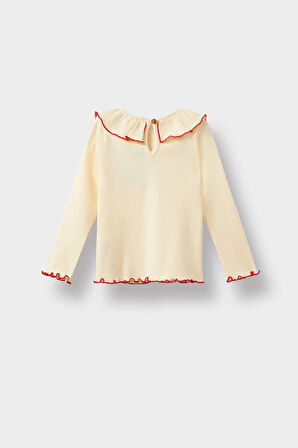 Kız Bebek Standart Fit Fitilli Kaşkorse Uzun Kollu Tişört