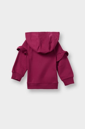 Kalp Desenli Kapüşonlu Fermuarlı Sweatshirt Kız Bebek