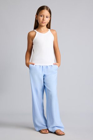 DeFacto Straight Wide Geniş Paça Cepli Krinkıl Viskon Pantolon Kız Çocuk G0612A826SPBE196