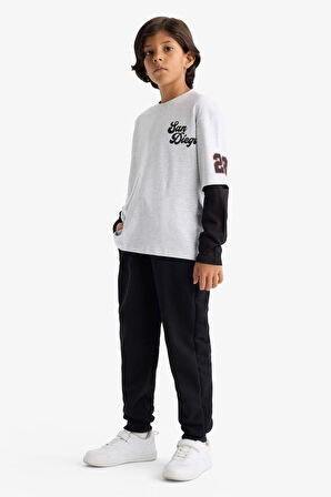 Erkek Çocuk 2'li Takım Baskılı Sweatshirt Eşofman Altı 
