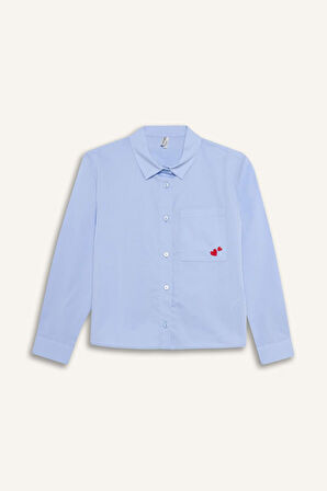 Kız Çocuk Oversize Geniş Kalıp Oxford Uzun Kollu Gömlek