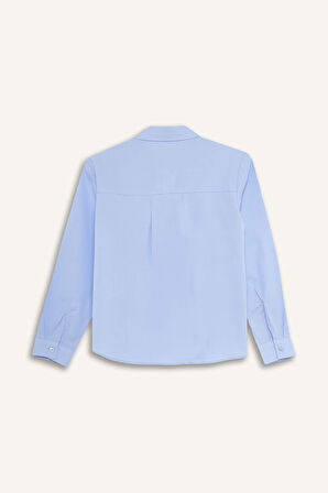 Kız Çocuk Oversize Geniş Kalıp Oxford Uzun Kollu Gömlek