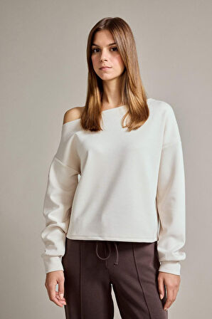 Kayık Yaka Modal Sweatshirt
