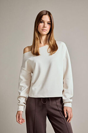 Kayık Yaka Modal Sweatshirt