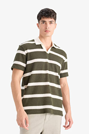 DeFacto Regular Fit Polo Yaka Kısa Kollu Triko Görünümlü Polo Tişört E3965AX25SMKH211