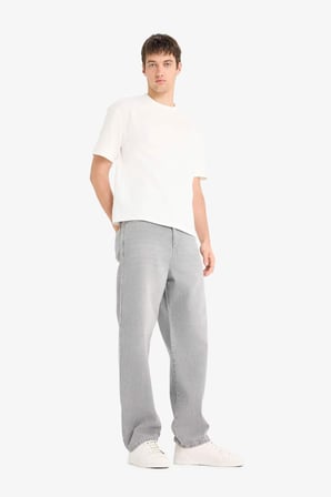 DeFacto %100 Pamuk Baggy Fit Geniş Paça Jean Yıkamalı Pantolon F6670AX25SMNM18
