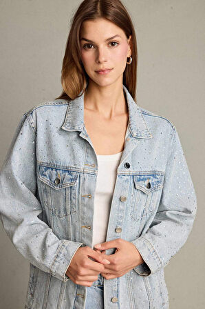 Düğmeli Cepli Denim Ceket