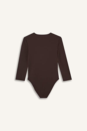 Bisiklet Yaka Uzun Kollu Çıtçıtlı Body