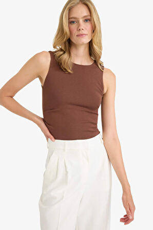 Slim Fit Dar Kesim Bisiklet Yaka Ribana Atlet