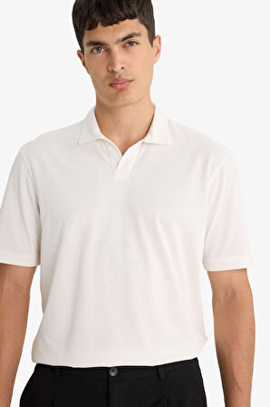 Regular Fit Polo Yaka İnce Dokulu Kısa Kollu Tişört