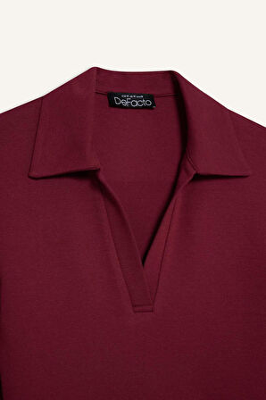 Fitted Polo Yaka Modal Uzun Kollu Tişört
