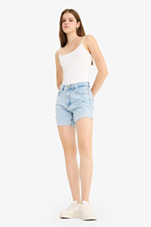 Boyfriend Yüksek Bel Duble Paça Jean Şort