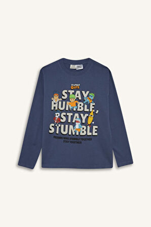 Erkek Çocuk Stumble Guys Regular Fit Bisiklet Yaka Uzun Kollu Tişört
