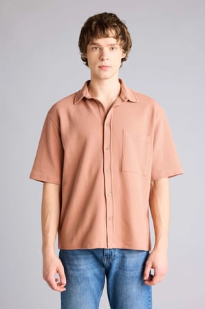 Defacto H1444AXBR496 Bordo Esnek Kumaş Boxy Fit Gömlek