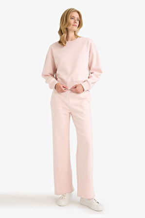 Straight Fit Basic Düz Cepli Yüksek Bel Kalın Eşofman Altı