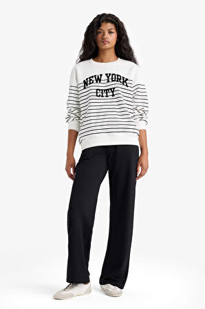 Straight Fit Beli Lastikli Basic Düz Cepli Eşofman Altı