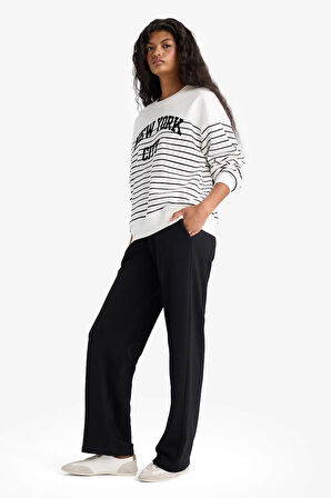 Straight Fit Beli Lastikli Basic Düz Cepli Eşofman Altı