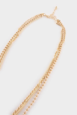 Kadın Mavi Taşlı Gold Kolye