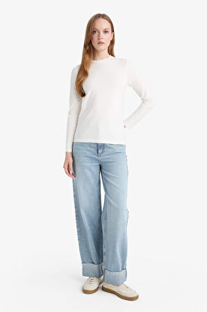 Slim Fit Dar Kesim Yarım Balıkçı Yaka Uzun Kollu Tunik