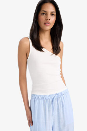 DeFacto Slim Fit Dar Kesim Tek Omuzlu Fitilli Kaşkorse Atlet A7453AX25SMER105