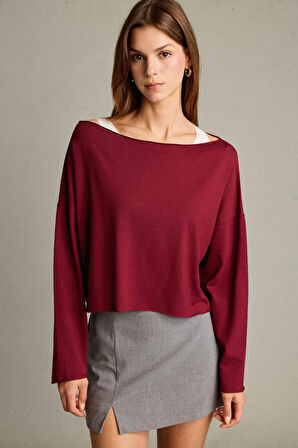 Regular Fit Kayık Yaka Modal Sweatshirt