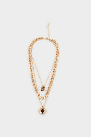 Kadın 3'lü Gold Kolye