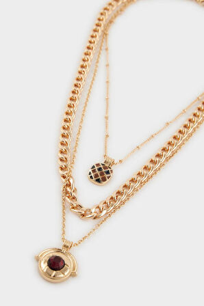 Kadın 3'lü Gold Kolye