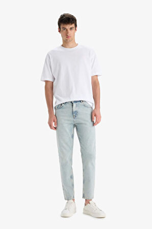 %100 Pamuk 90's Slim Fit Dar Kalıp Yüksek Bel Dar Paça Jean Yıkamalı Pantolon