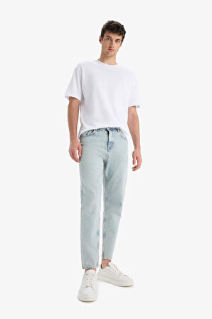%100 Pamuk 90's Slim Fit Dar Kalıp Yüksek Bel Dar Paça Jean Yıkamalı Pantolon