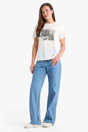 DeFacto Regular Fit Bisiklet Yaka Baskılı Kısa Kollu Tişört F2774AX25SMER105