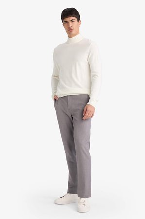 DeFacto Tailored Fit Düz Paça Her Yöne Esneyen Yumuşak Tuşe Cepli Pantolon C7508AX26SPGR96