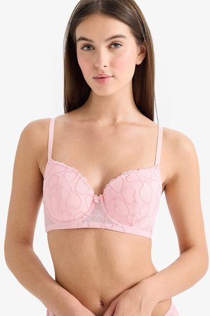 DeFacto Dantel Detaylı Kaplı Full Push Up Balenli Tişört Bra G1891AX26SPPN149