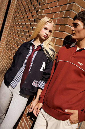 Coool Polo Yaka Baskılı Çıtçıtlı Bomber Ceket