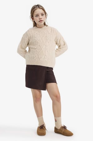 DeFacto Loose Fit Bisiklet Yaka Triko Kazak Kız Çocuk G3063A825AUER2