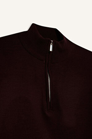 Standart Fit Yarım Fermuarlı Triko Kazak