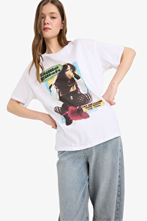 Coool Billie Eilish  Oversize Geniş Kalıp Baskılı Kısa Kollu Tişört