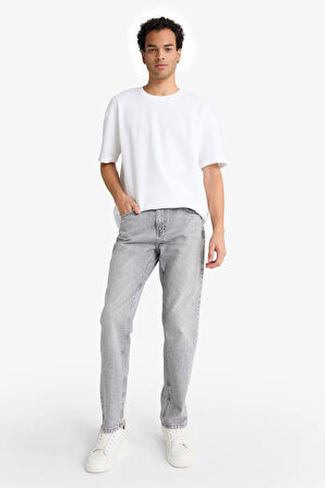 Straight Fit Düz Paça Jean Yıkamalı Pantolon