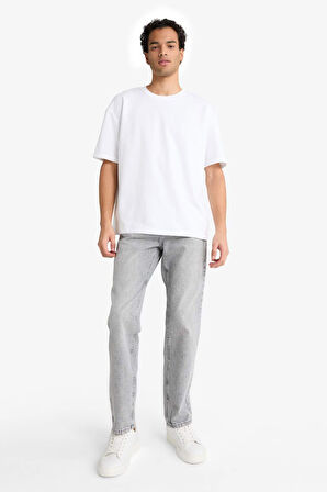 Straight Fit Düz Paça Jean Yıkamalı Pantolon